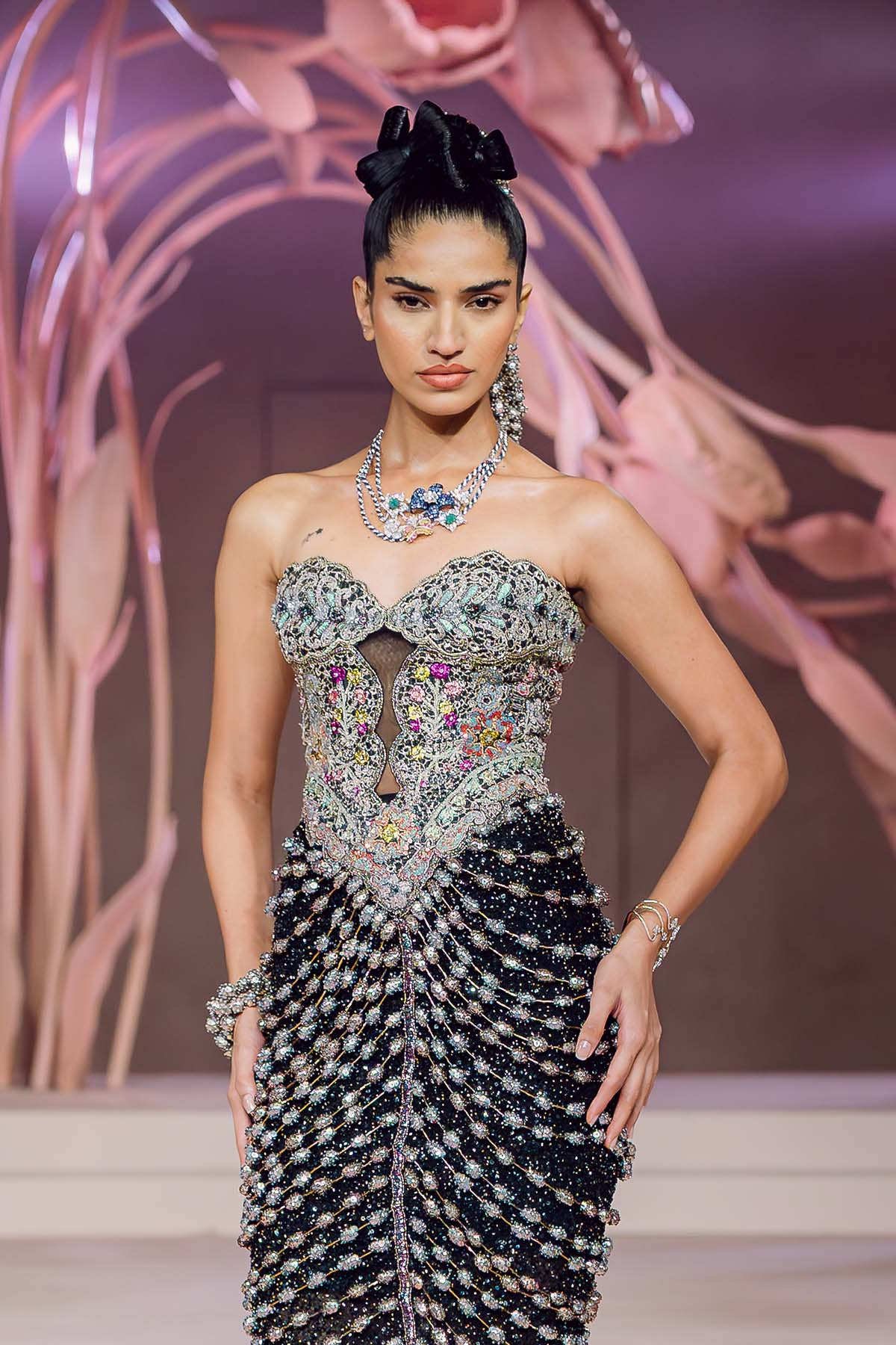 Urvashi - black tulle gown