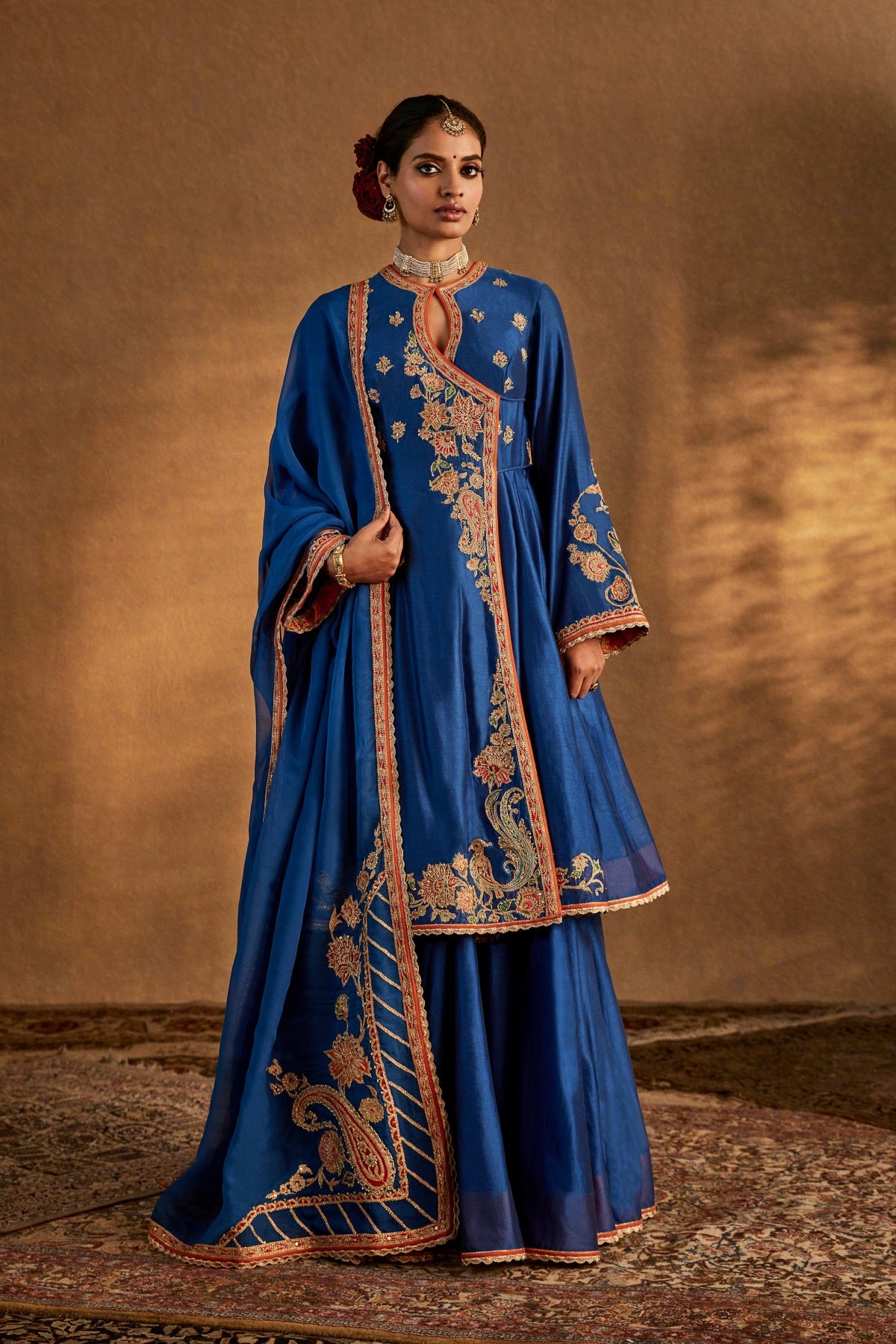 Lapis Blue Silk Sharara Set
