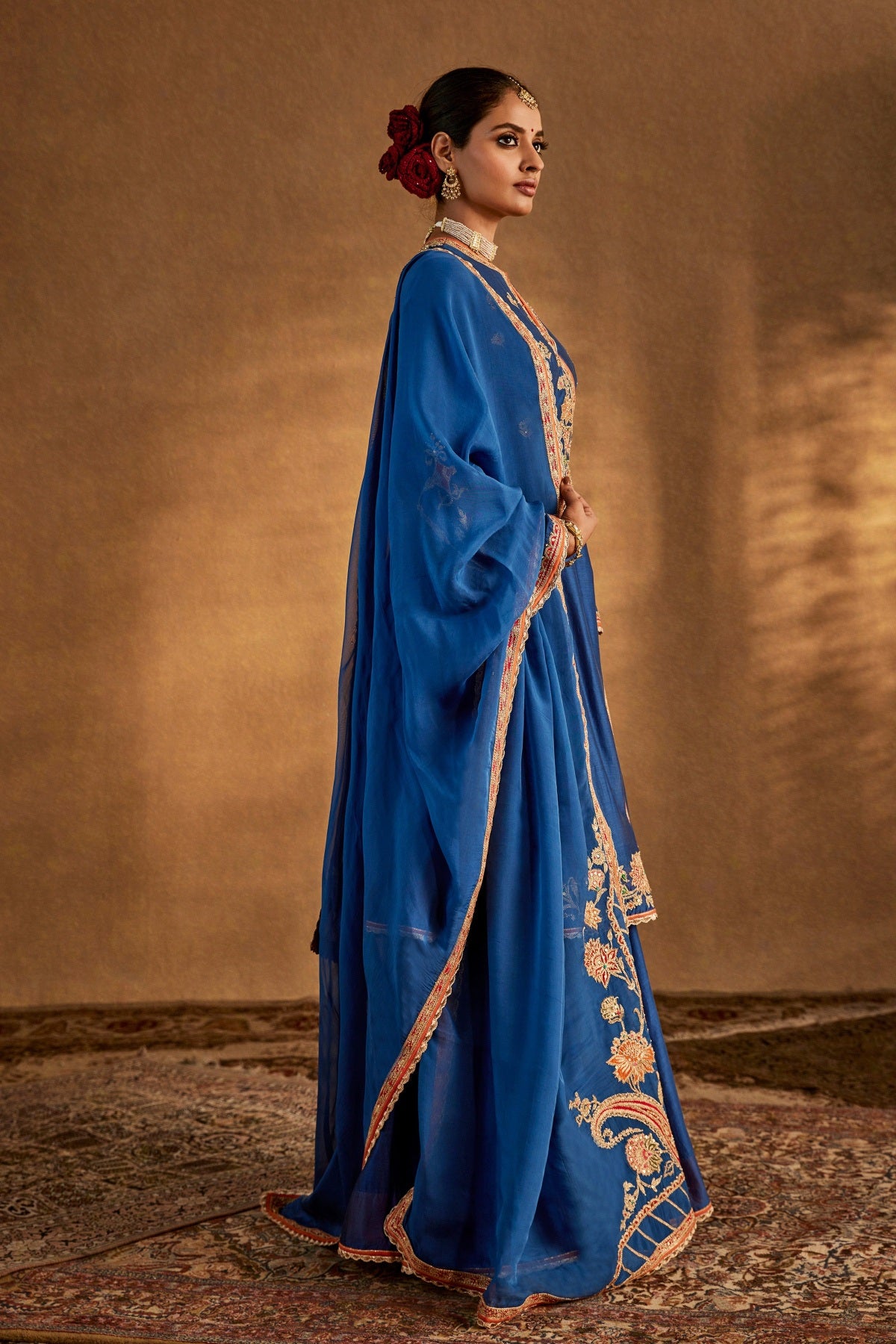 Lapis Blue Silk Sharara Set