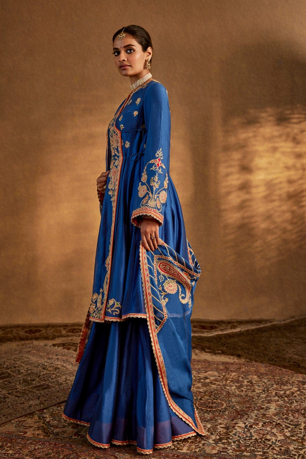 Lapis Blue Silk Sharara Set