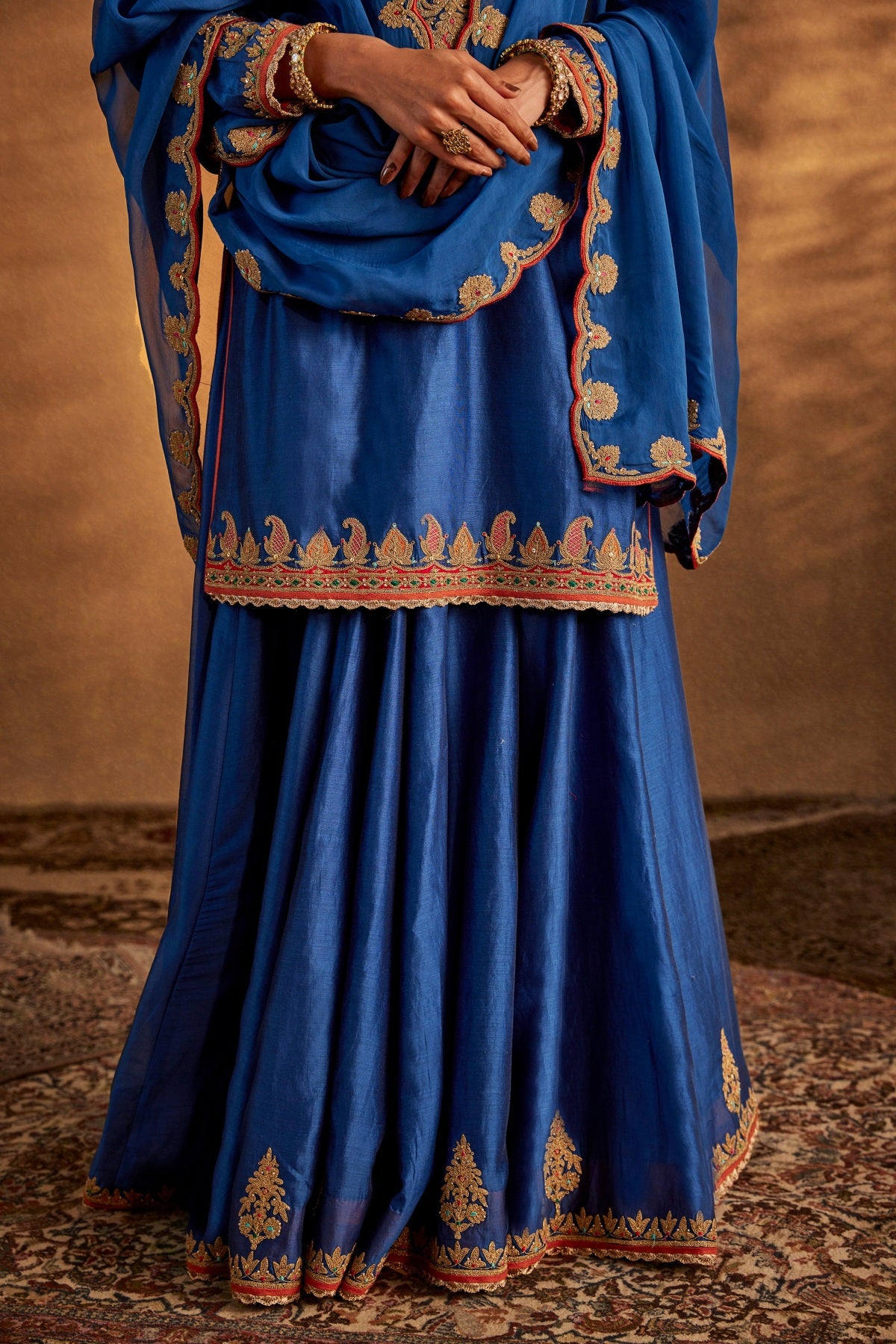 Lapis Blue Silk Sharara Set