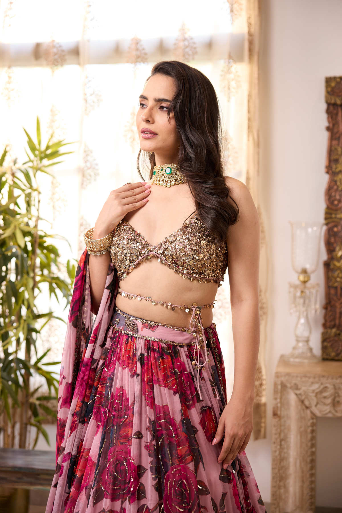 LILAC CHIFFON FLORAL LEHENGA