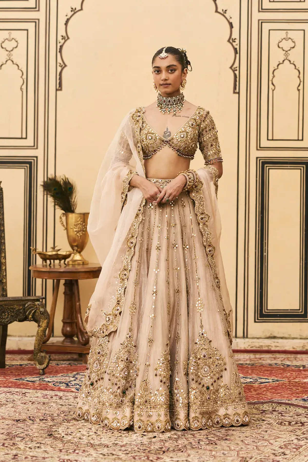 Maang Tika Tissue Lehenga Set