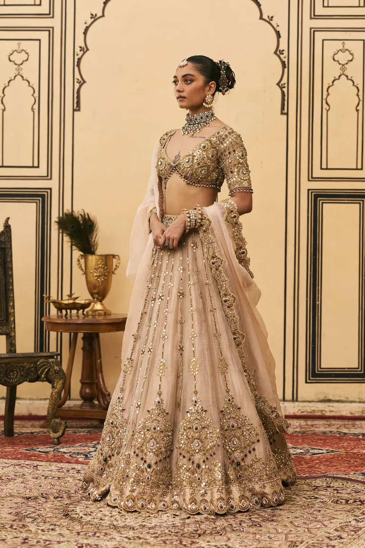 Maang Tika Tissue Lehenga Set