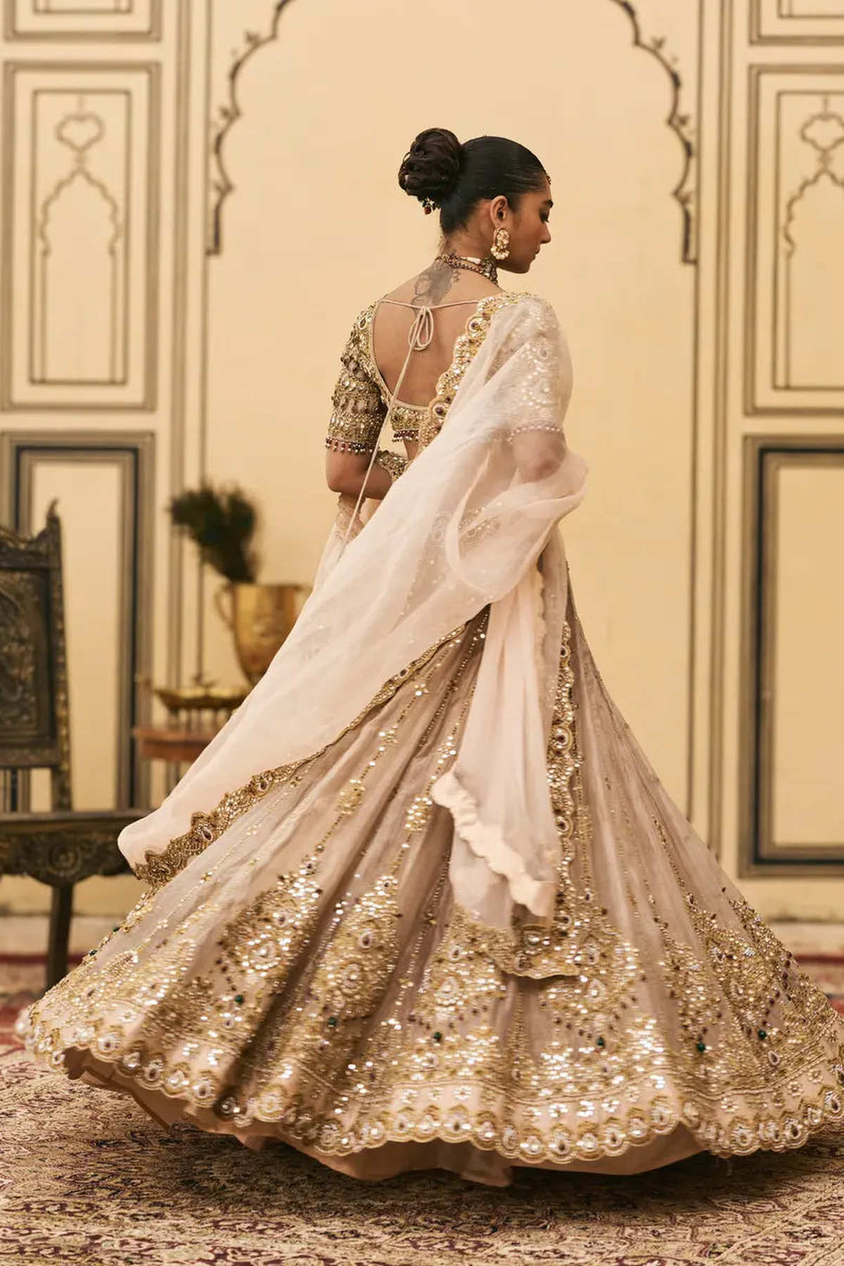 Maang Tika Tissue Lehenga Set