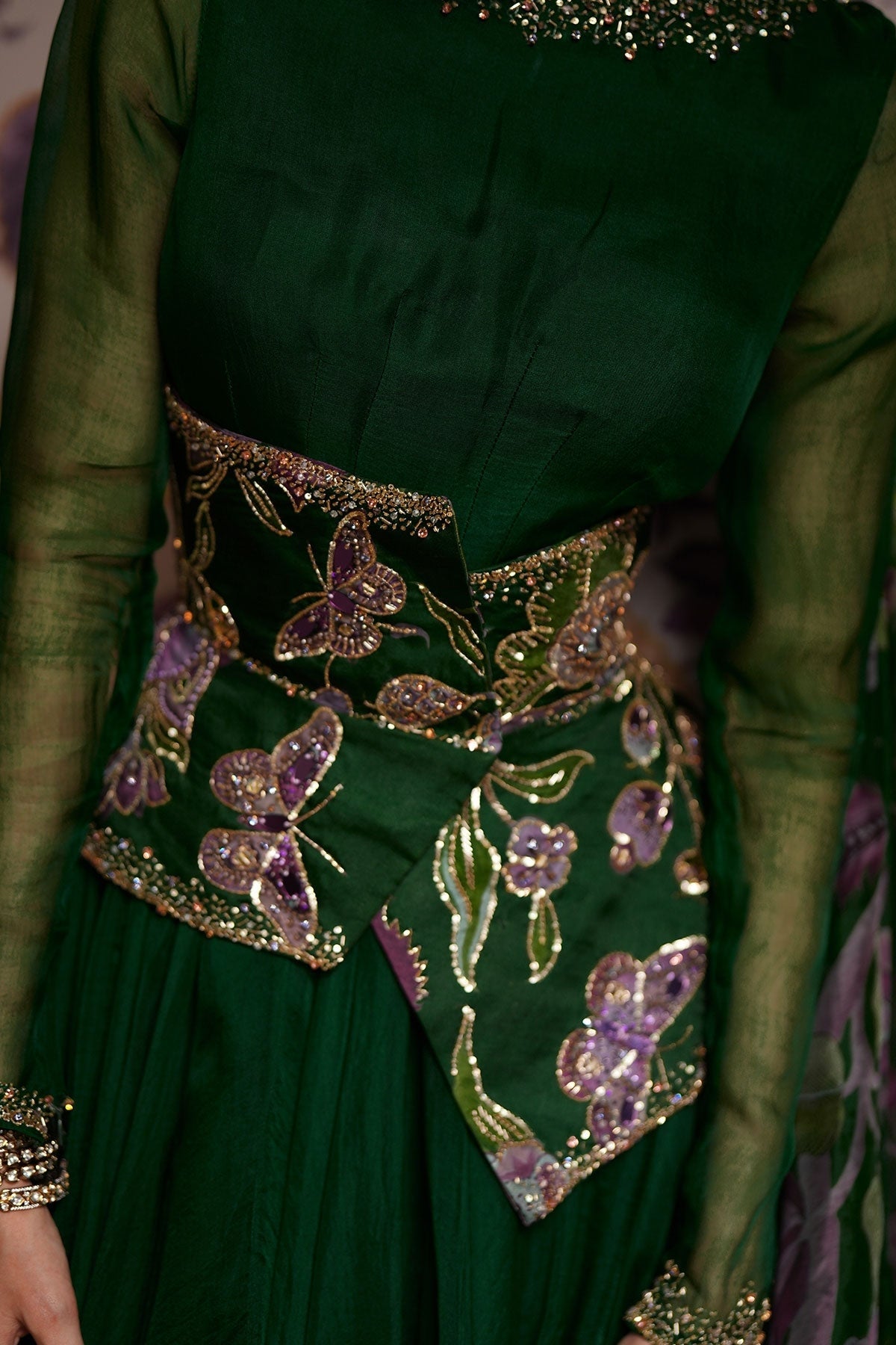 Zerina Hand Embroidered Anarkali Set With Belt