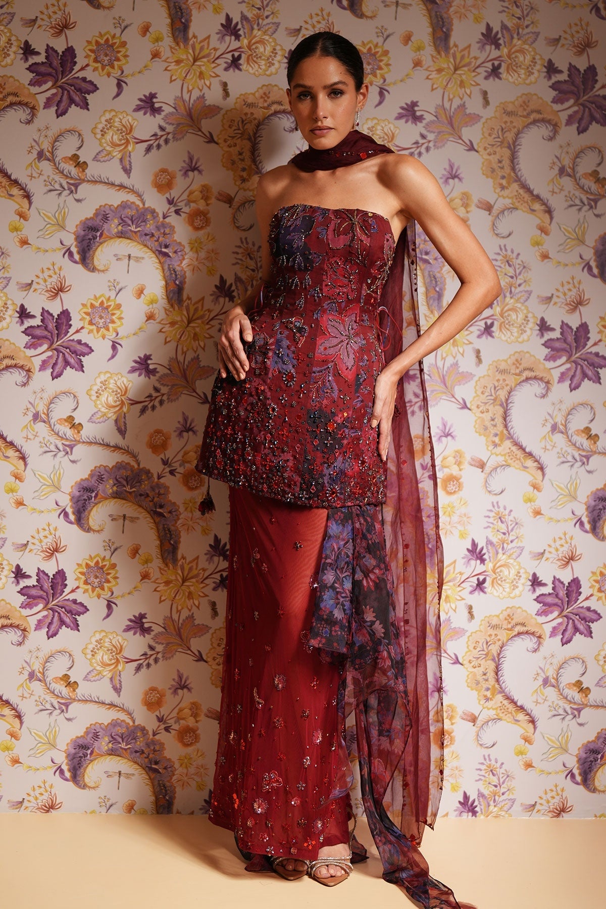 Nazma Embroidered Draped Skirt Set
