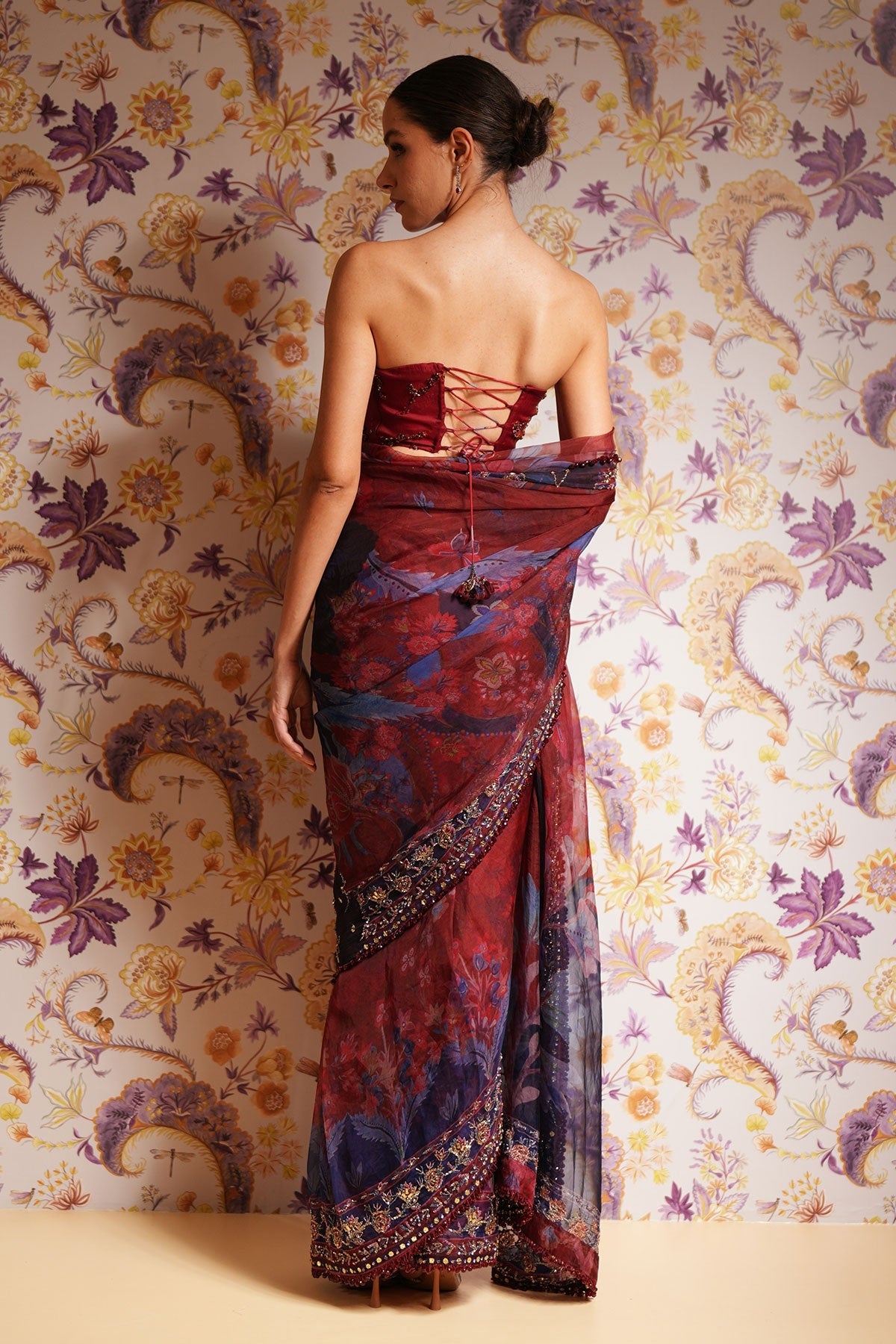 Aziza Embroidered Pre-Draped Saree