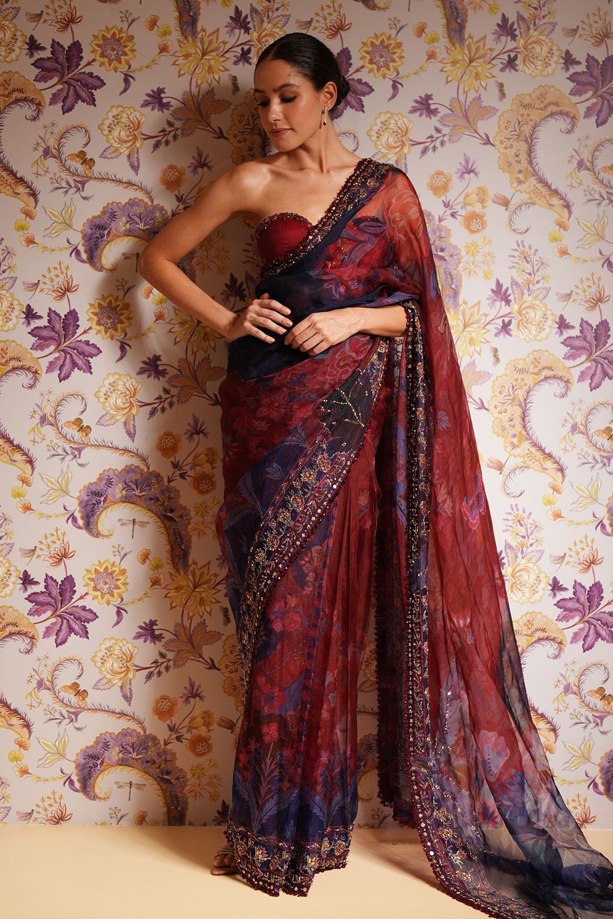 Aziza Embroidered Pre-Draped Saree