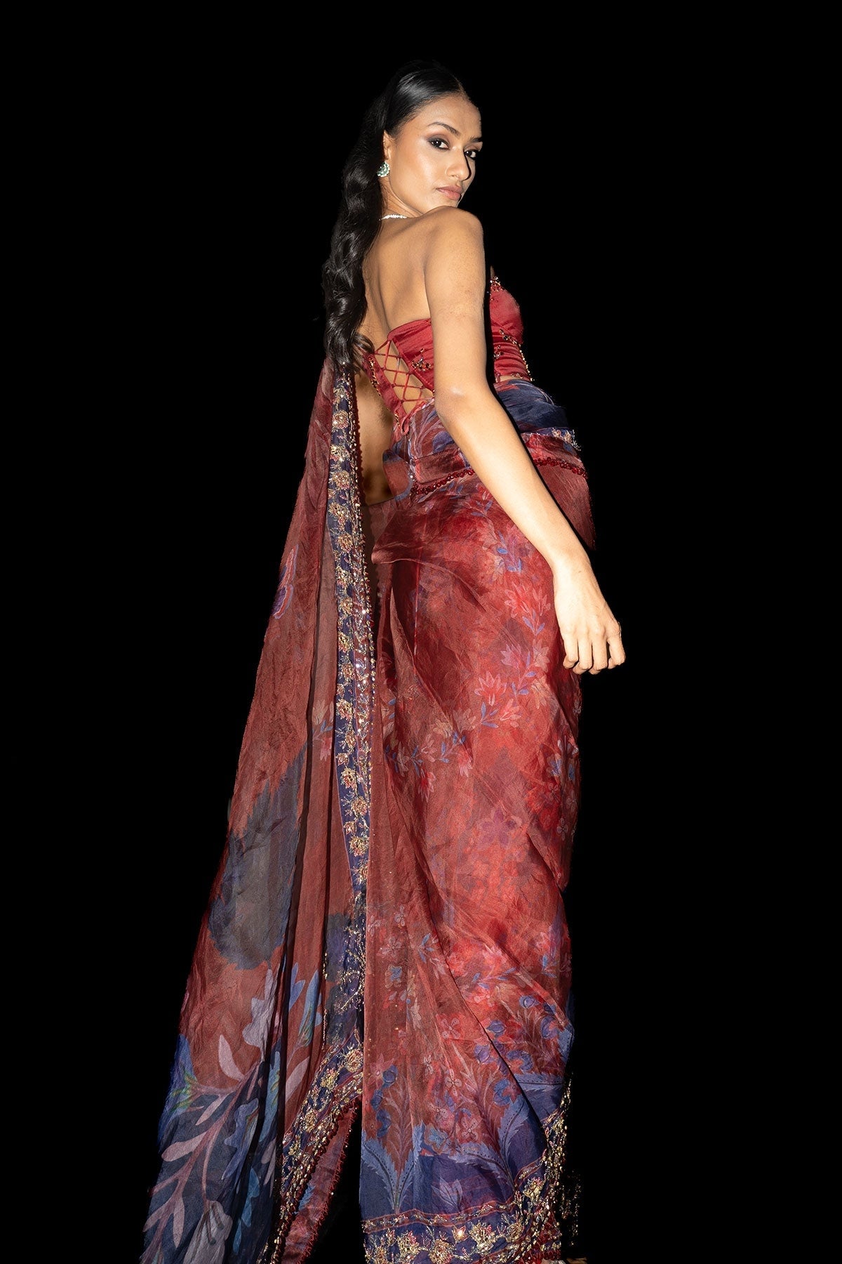 Aziza Embroidered Pre-Draped Saree