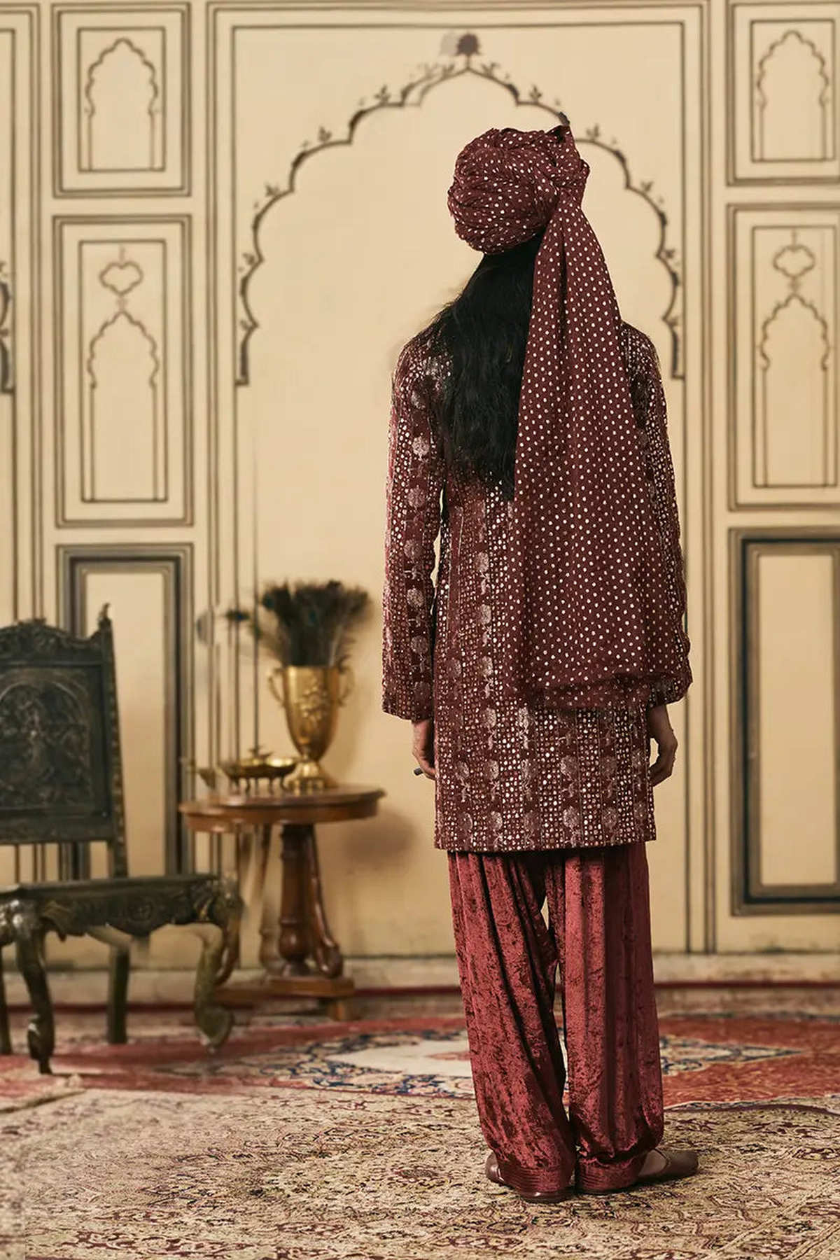 Maroonya Chanderi Brocade Velvet Kurta Set