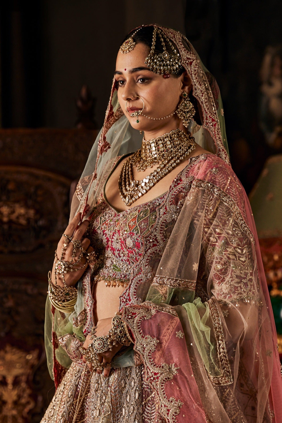 Multi Hued Tulle Lehenga