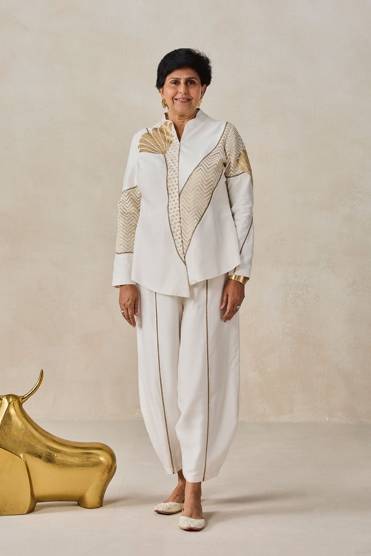 Chanderi Short Jacket Style Kurta With Pant Set