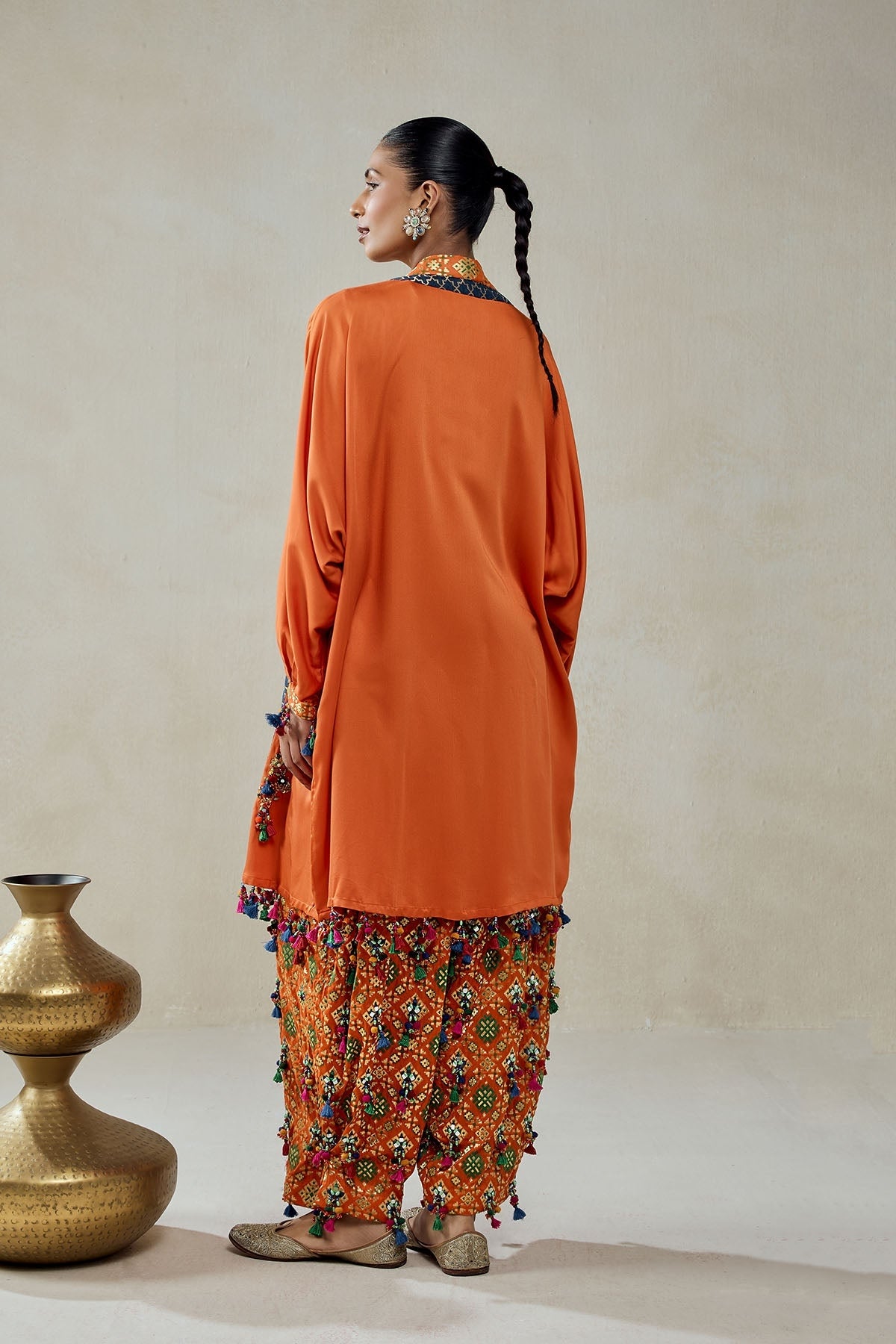 Orange Modal Silk Cape With Patola Silk Salwar set