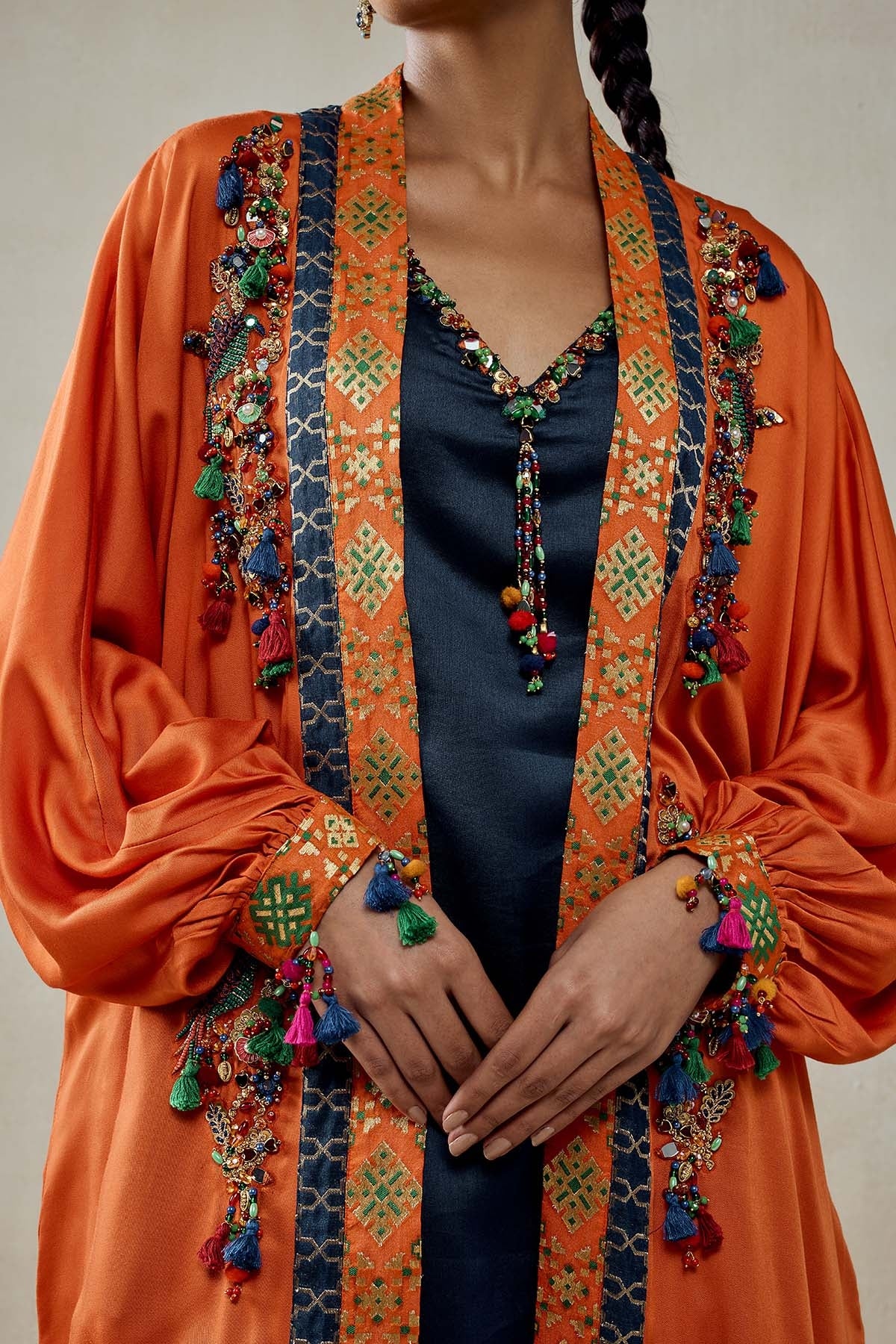Orange Modal Silk Cape With Patola Silk Salwar set