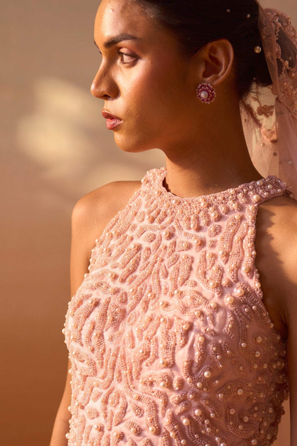SOFT PINK ORGANZA LAYERED SKIRT SET
