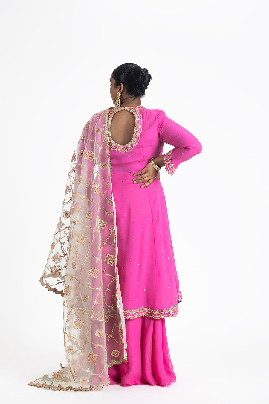 Fuchsia Kalidar And Sharara With Aqua Odhini