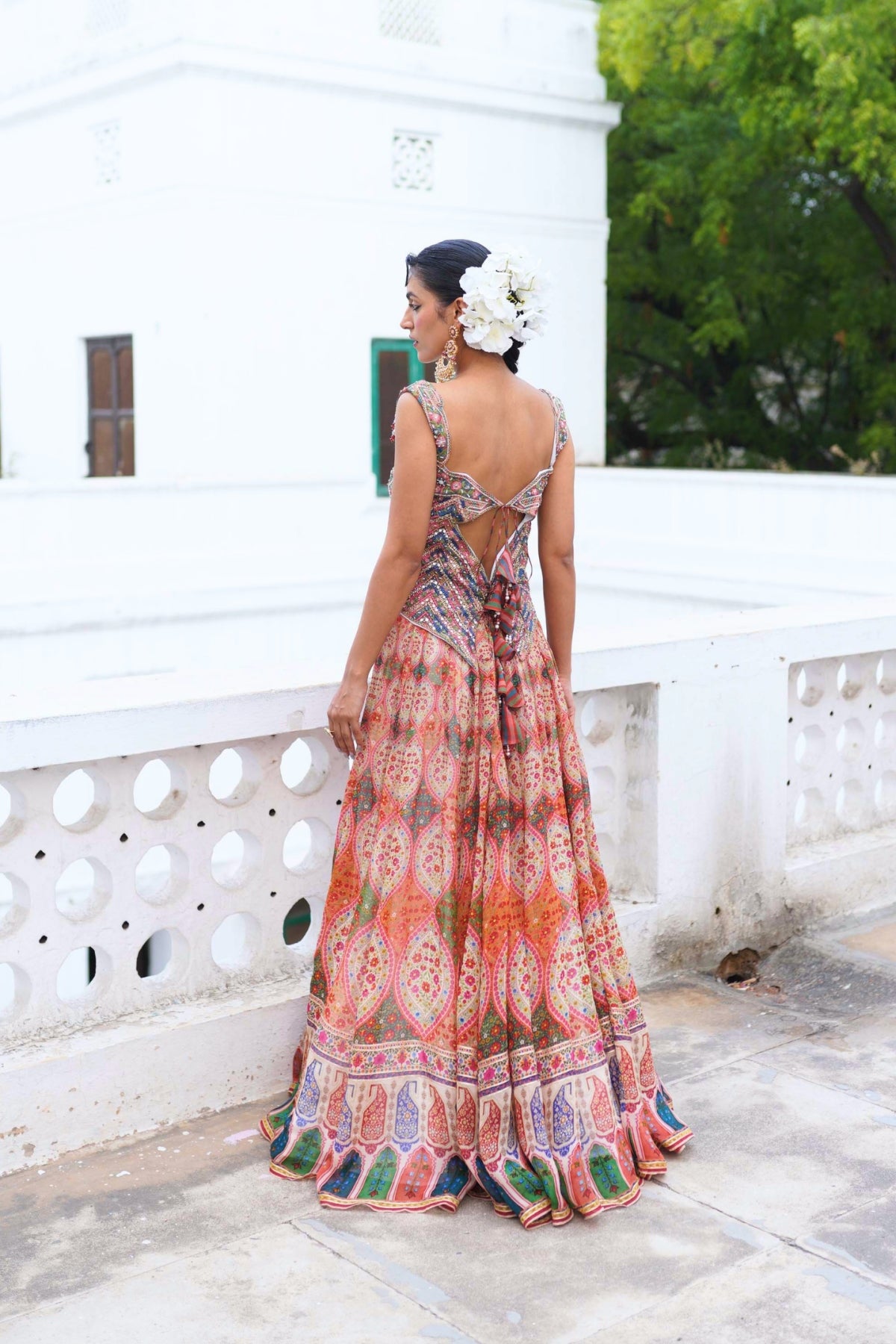 Orange corset skirt set