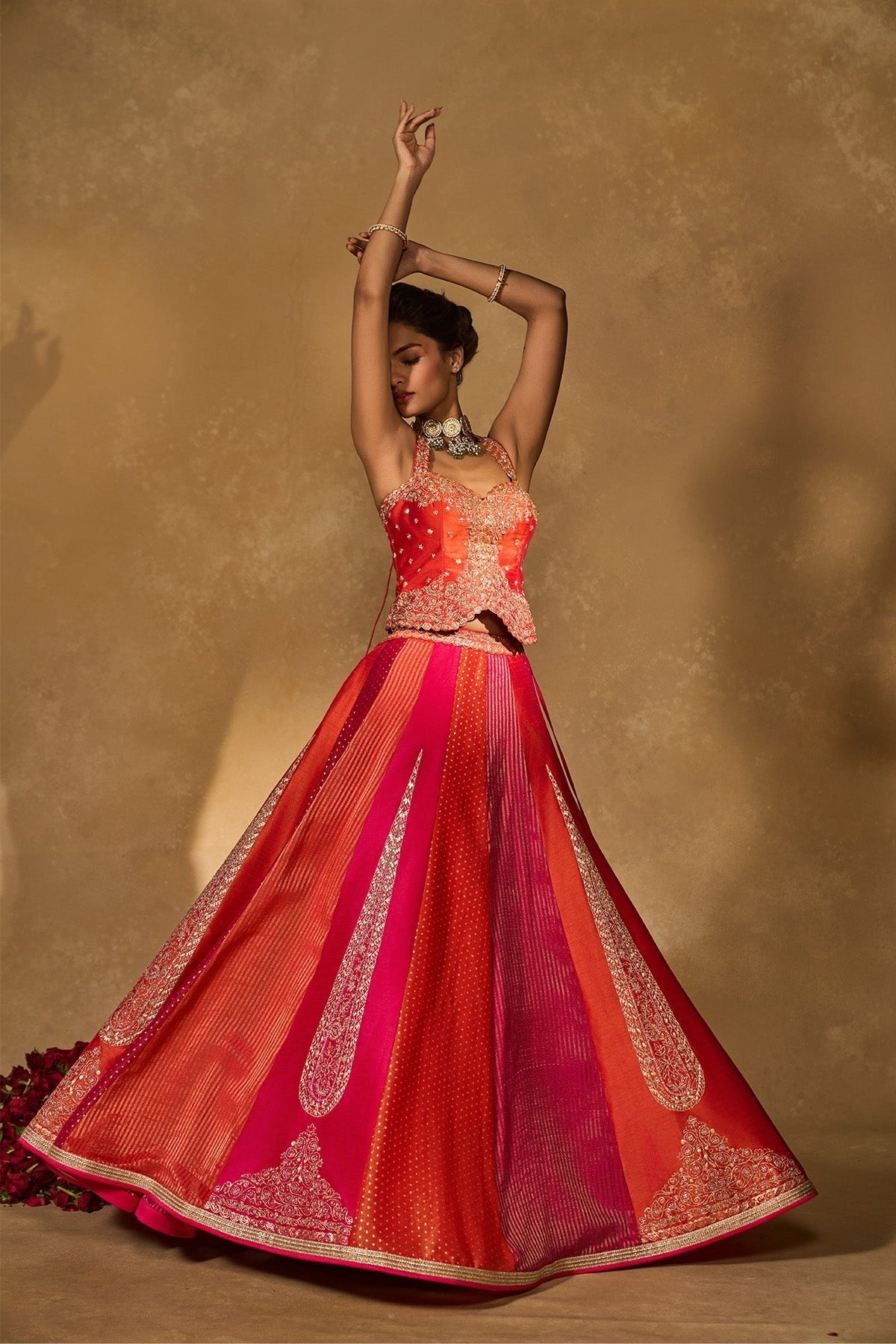 ORANGE NAINA LEHENGA