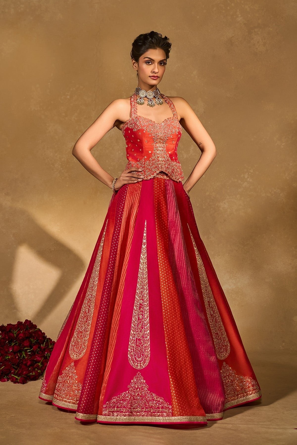 ORANGE NAINA LEHENGA