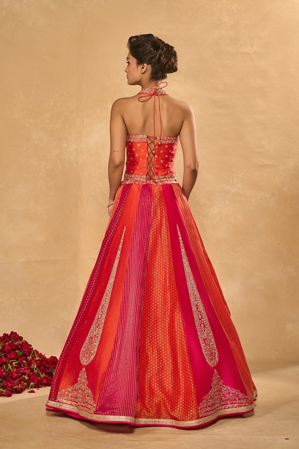 ORANGE NAINA LEHENGA
