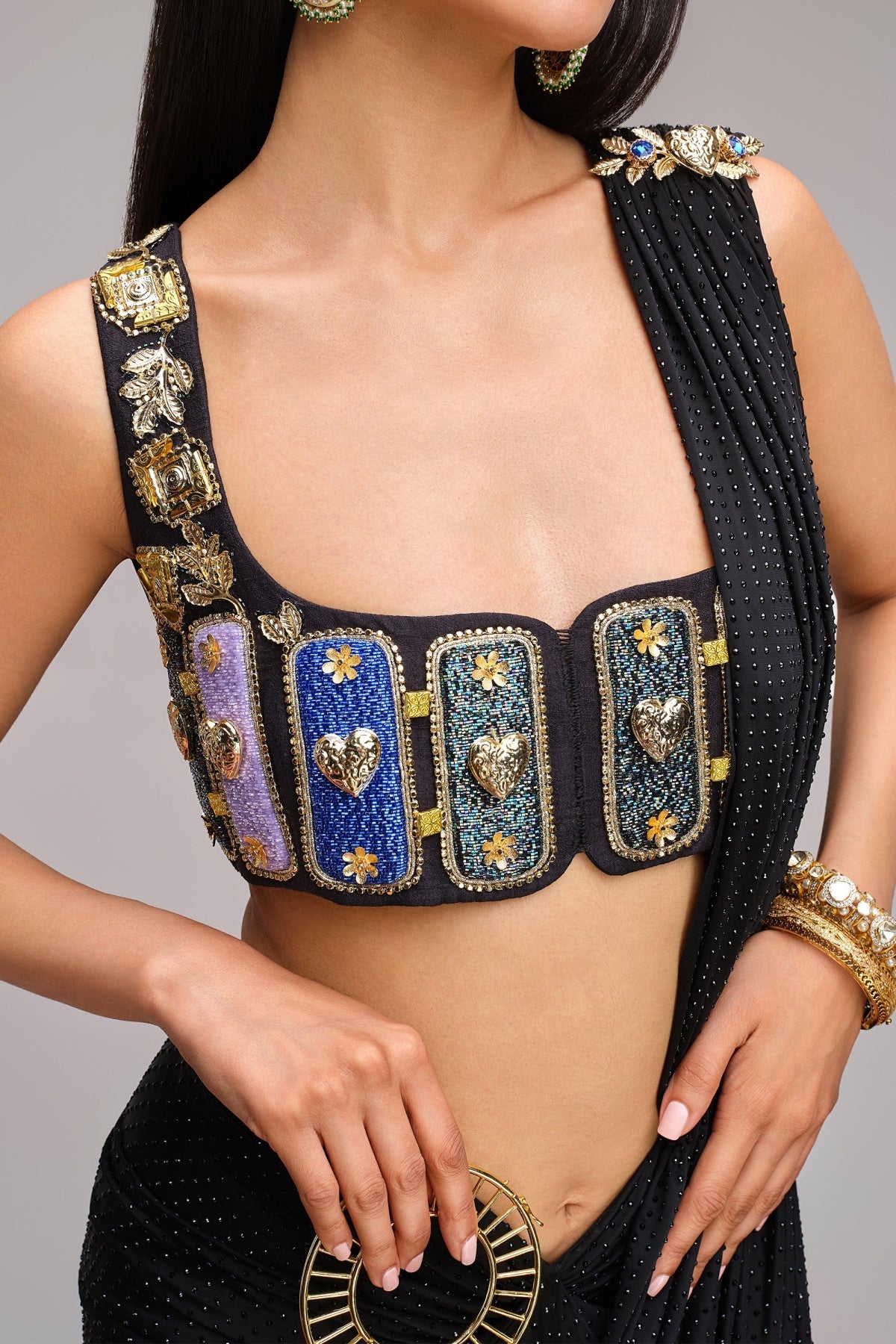The Midnight Candy Drape - Saree Set