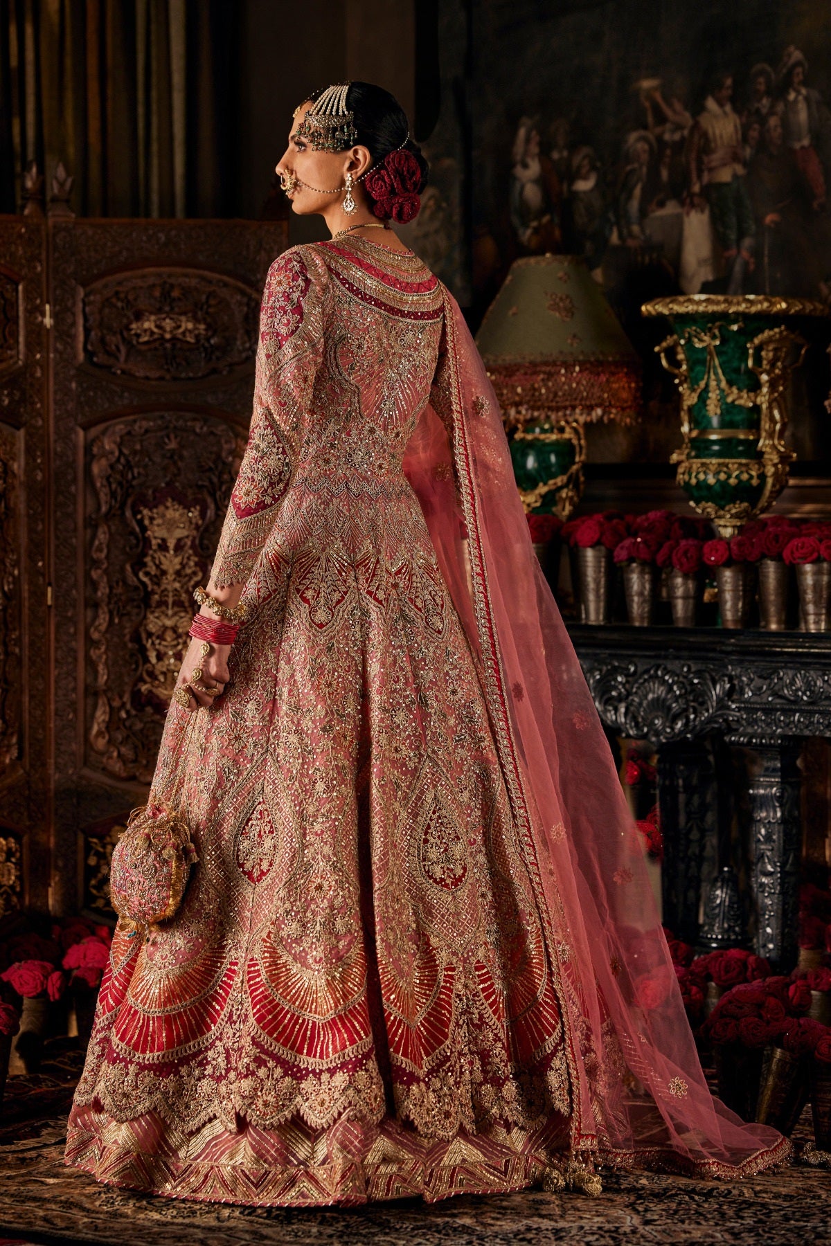 Pink Kalidar Jacket With Skirt
