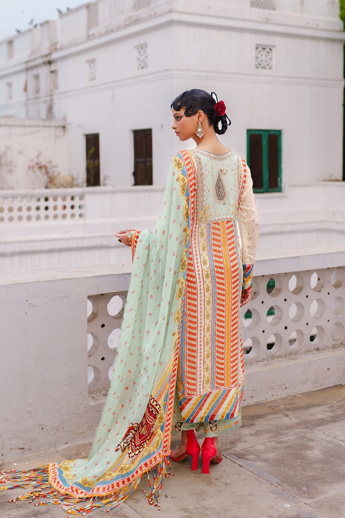 Pista green straight suit with pant set