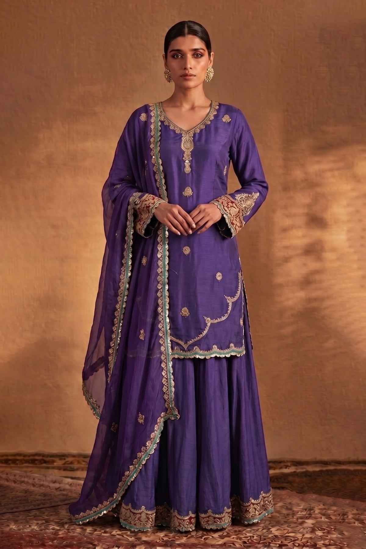 Purple Amethyst Sharara Set
