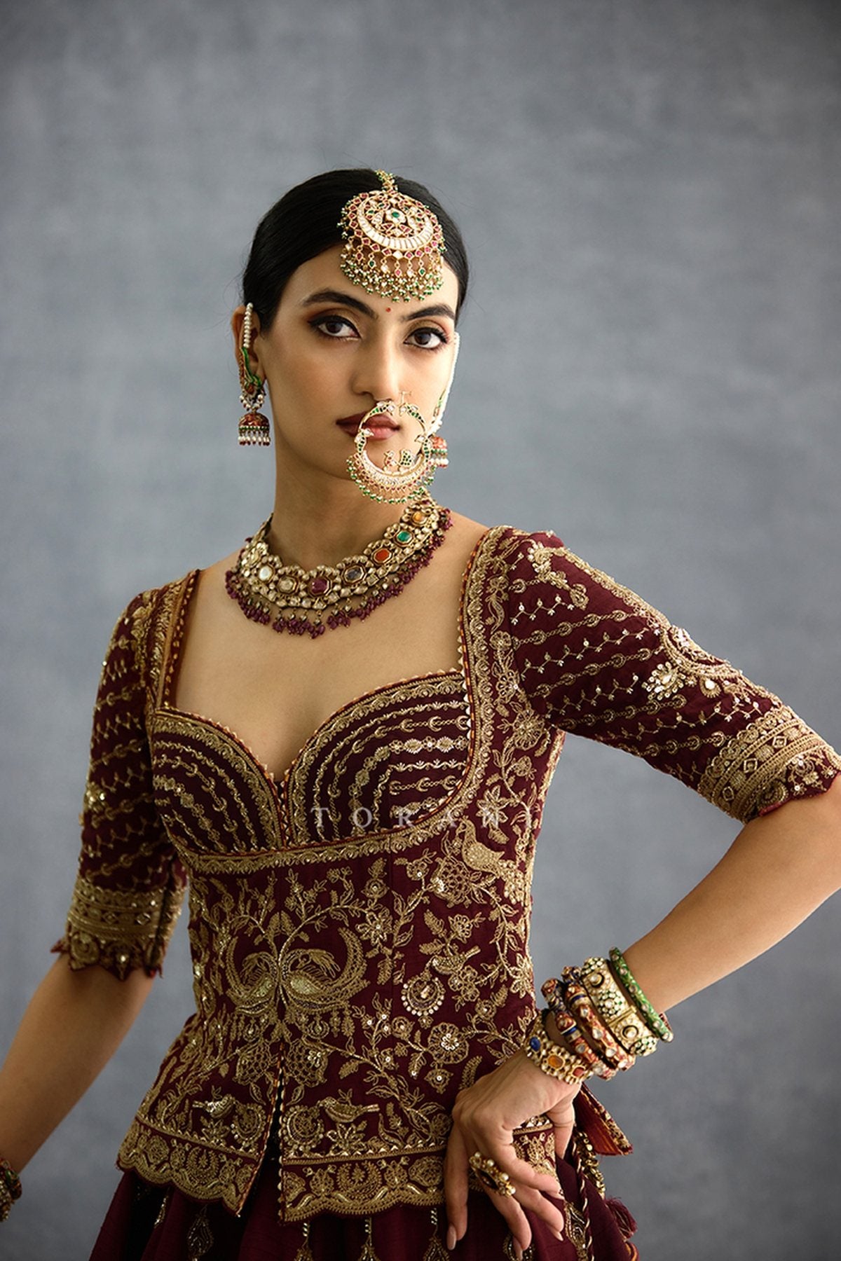 Qarmazi Mazneen Lehenga Set