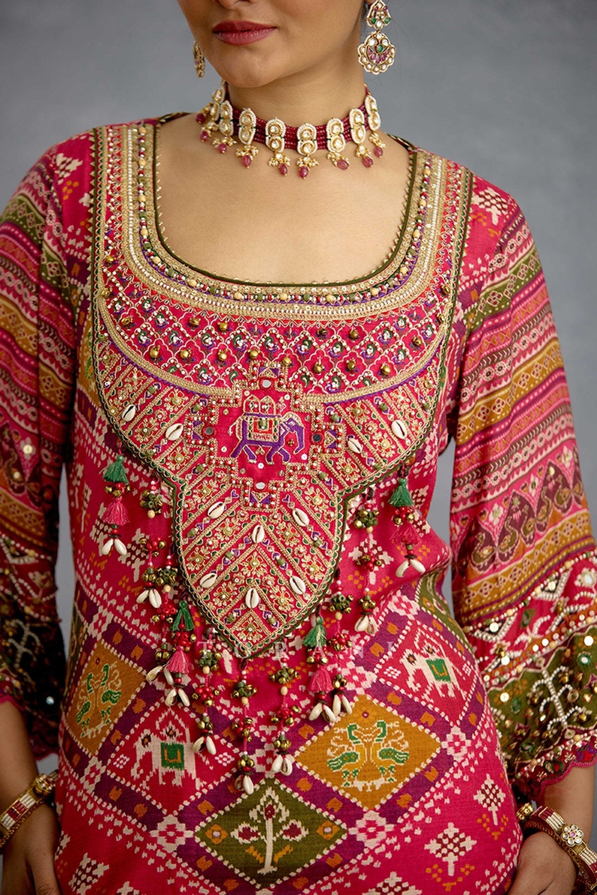 Raktangi Patola Kurta Set