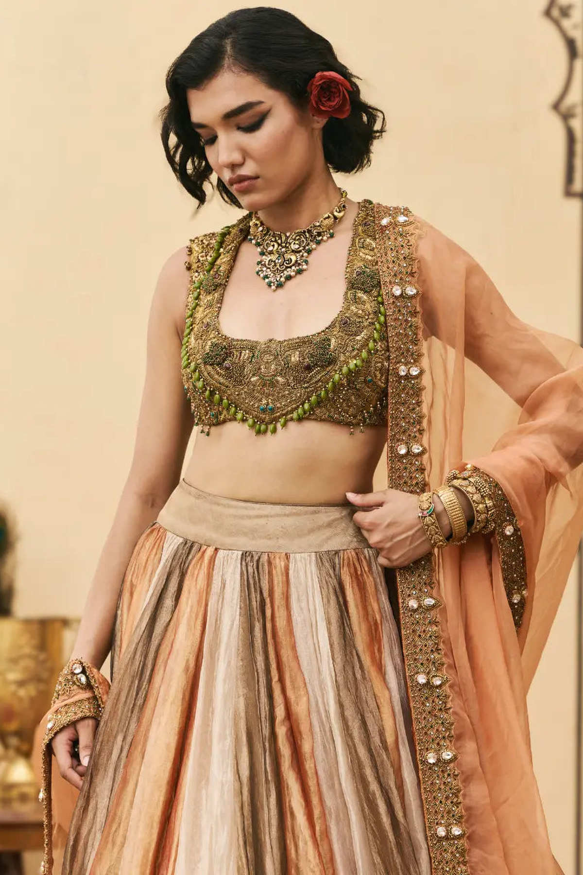 Rangbahar Tissue Brocade Lehenga Set