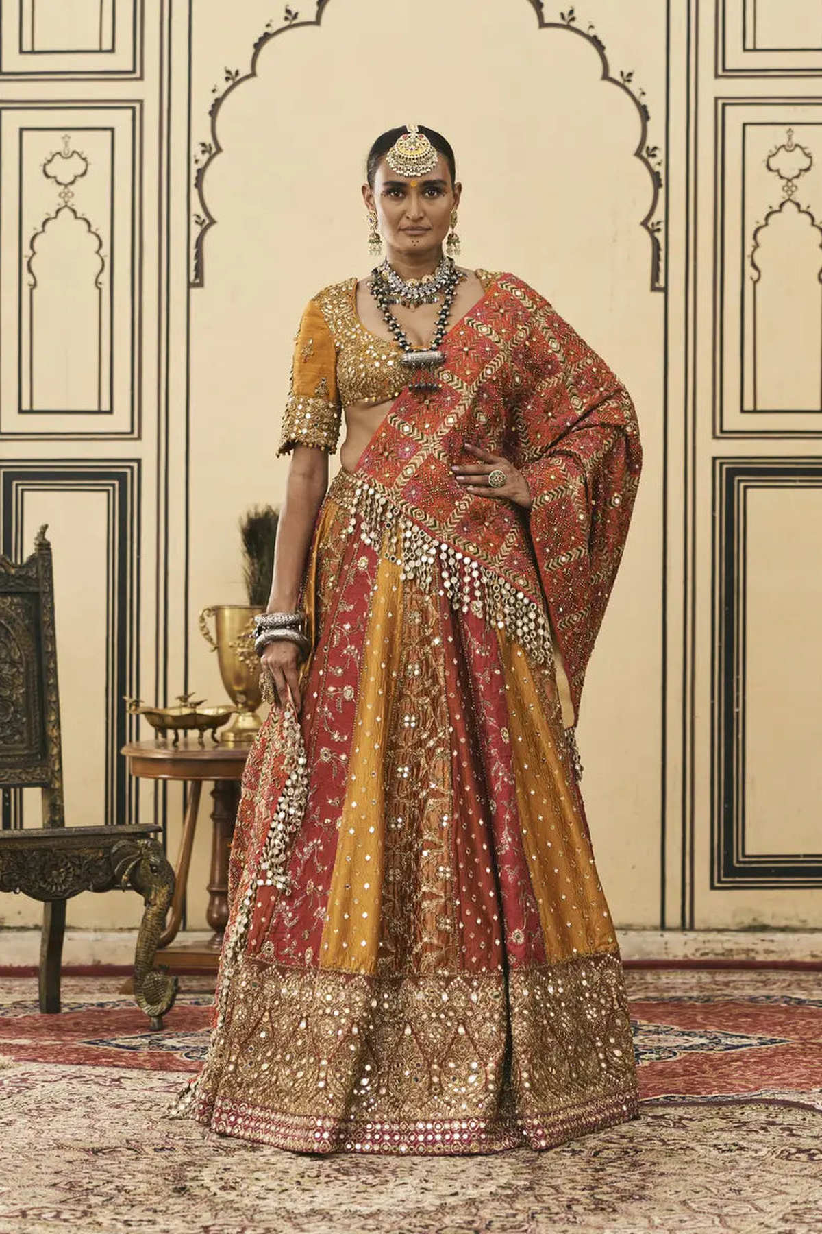 Rangmanch Brocade Phulkari Lehenga Set