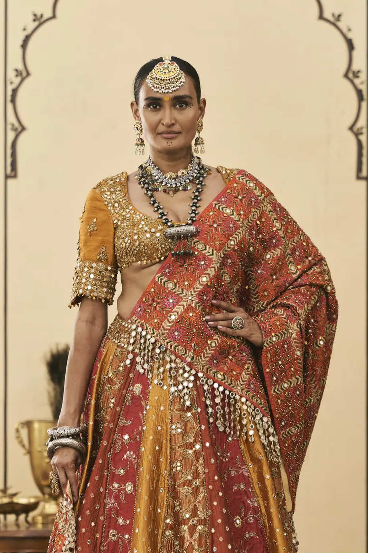 Rangmanch Brocade Phulkari Lehenga Set