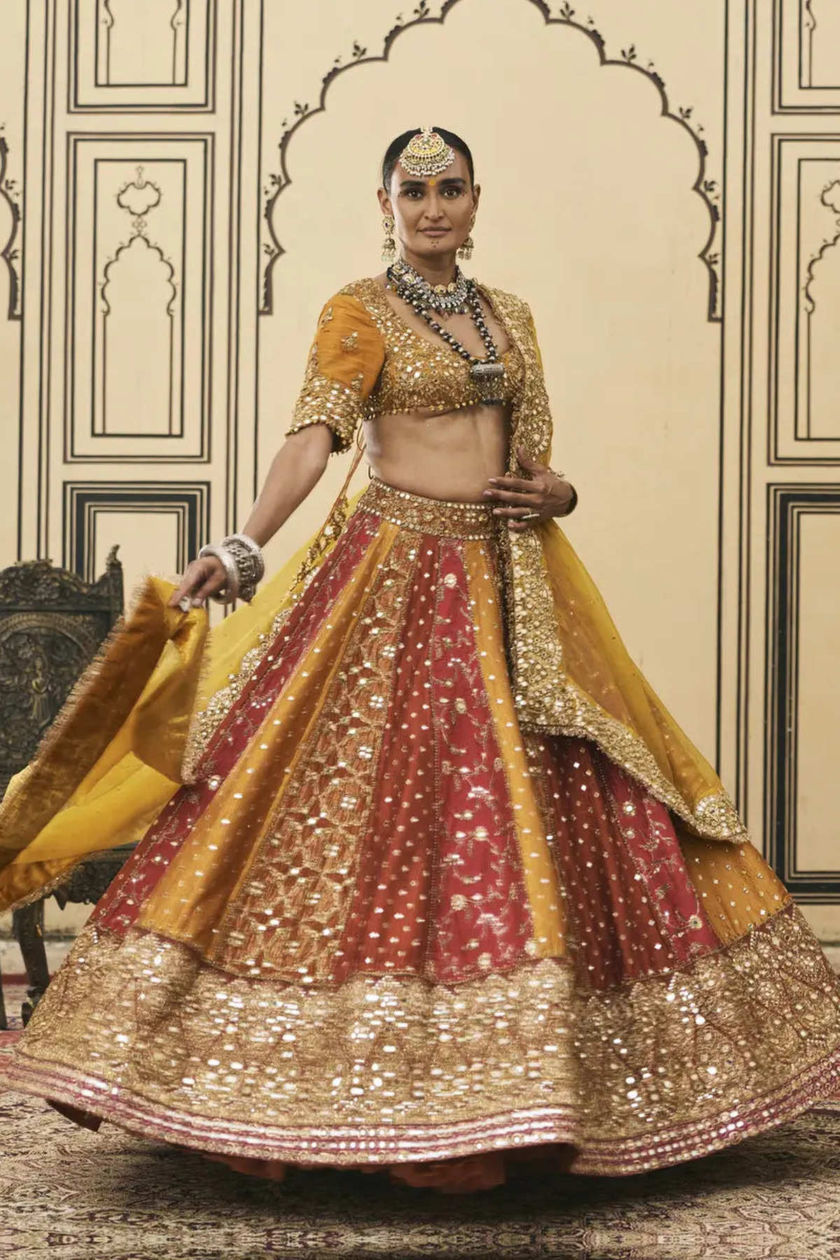 Rangmanch Brocade Phulkari Lehenga Set