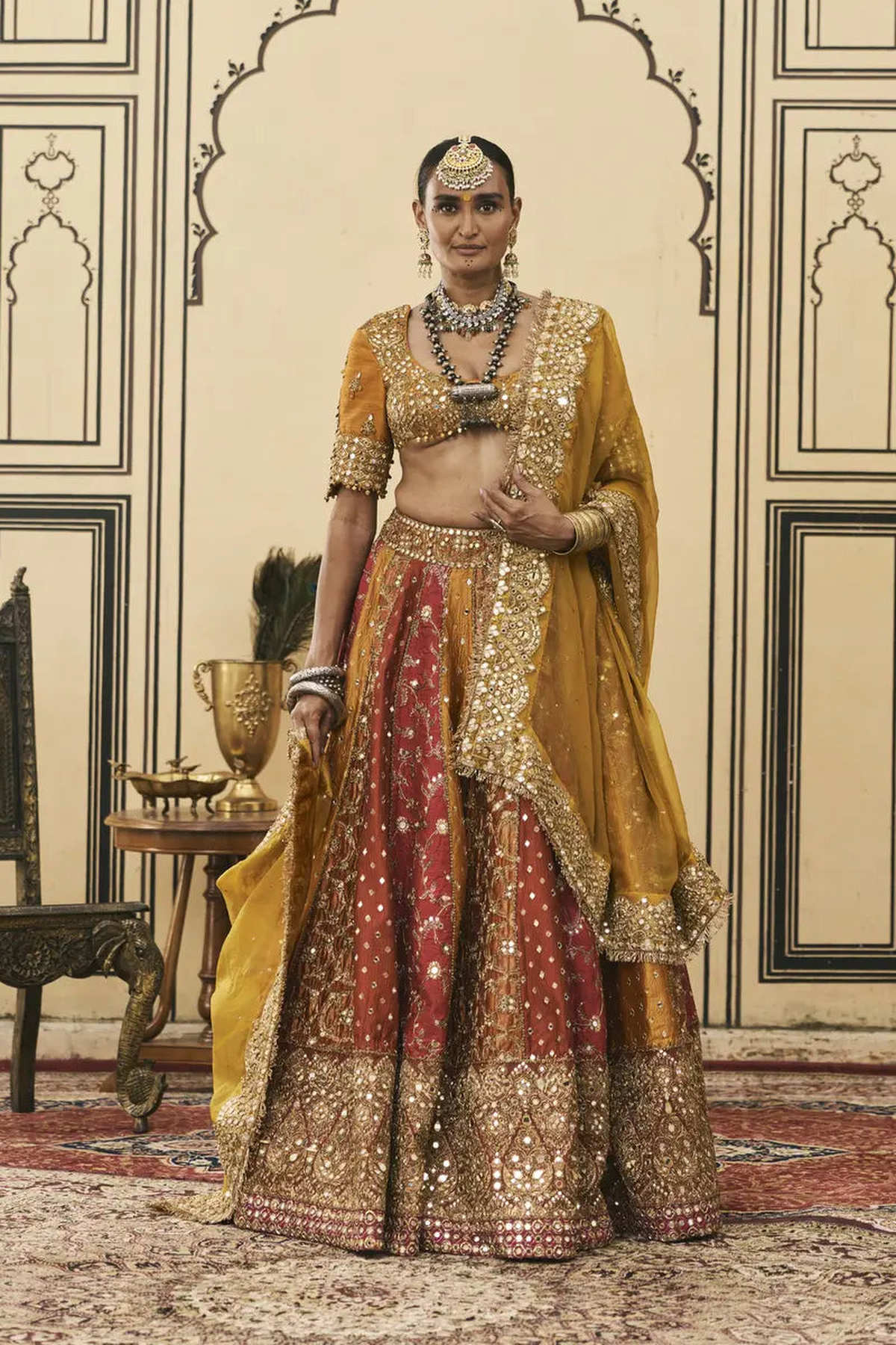 Rangmanch Brocade Phulkari Lehenga Set