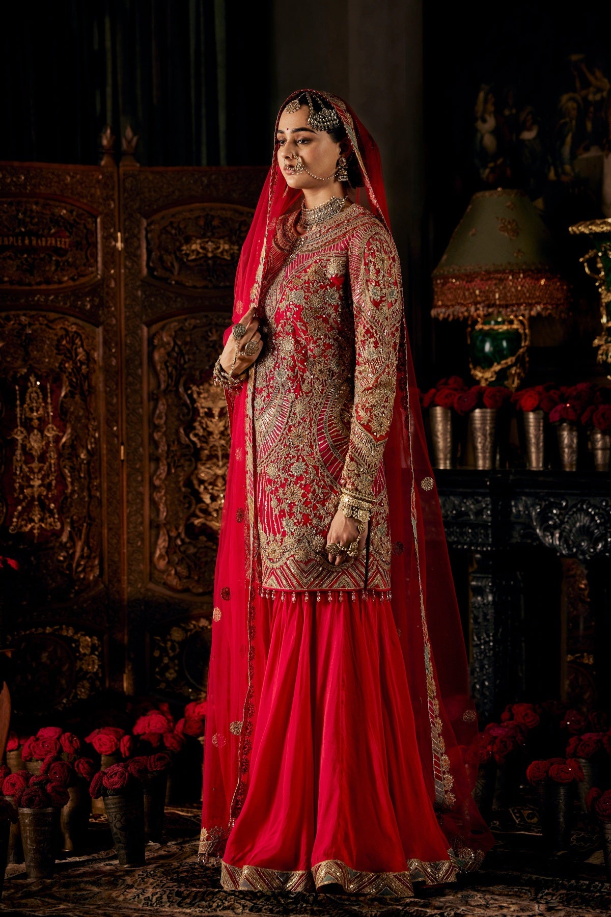 Red Kurta and Sharara