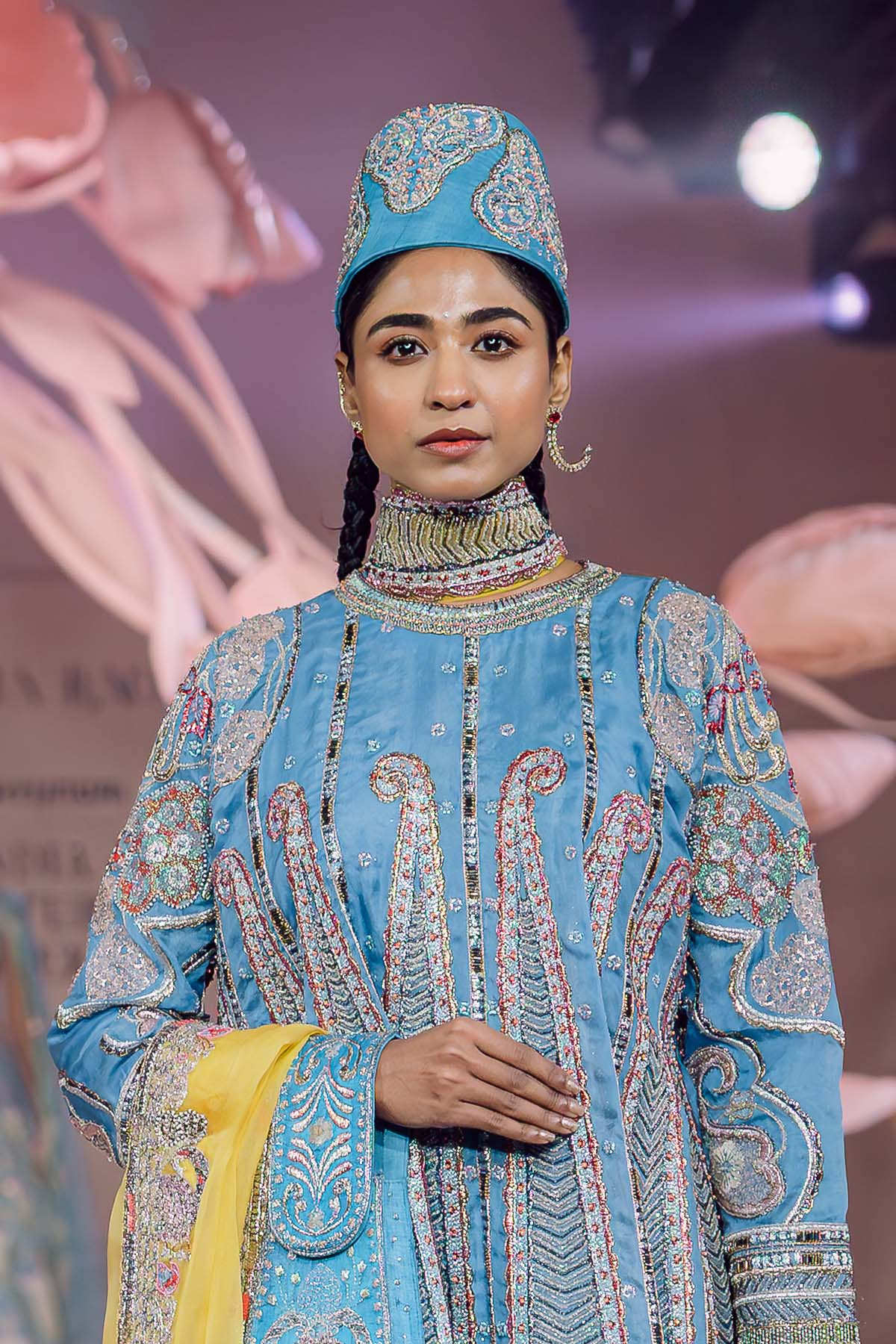 Naaz - dodger blue organza kurta