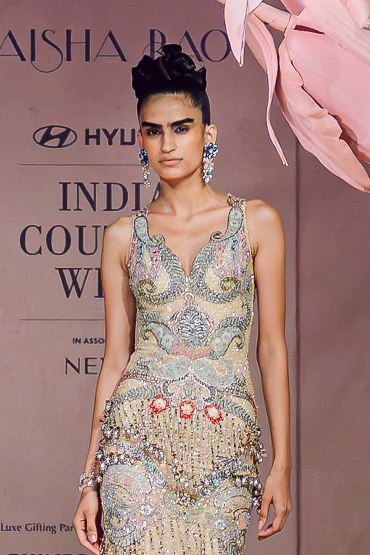 Lily - champagne sequin tulle gown