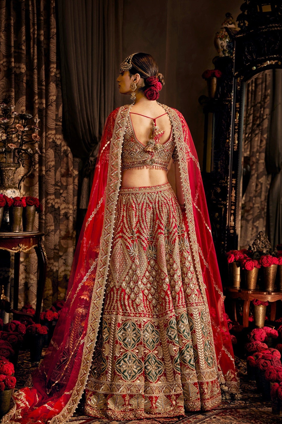 Scarlet Red Tulle Lehenga
