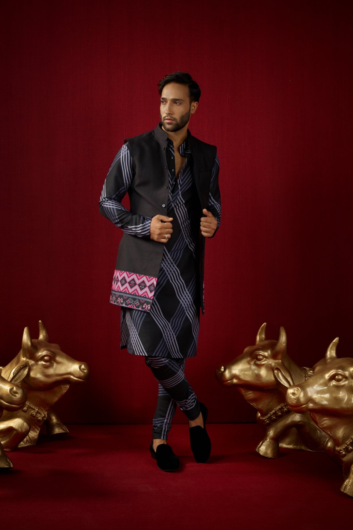Sharf Kurta & Churidar Set with Bandhi