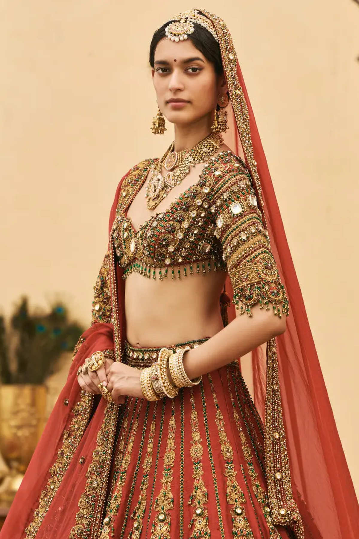 Sindoori Raw Silk Lehenga Set
