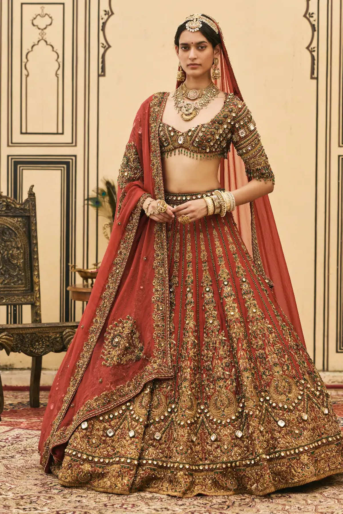 Sindoori Raw Silk Lehenga Set