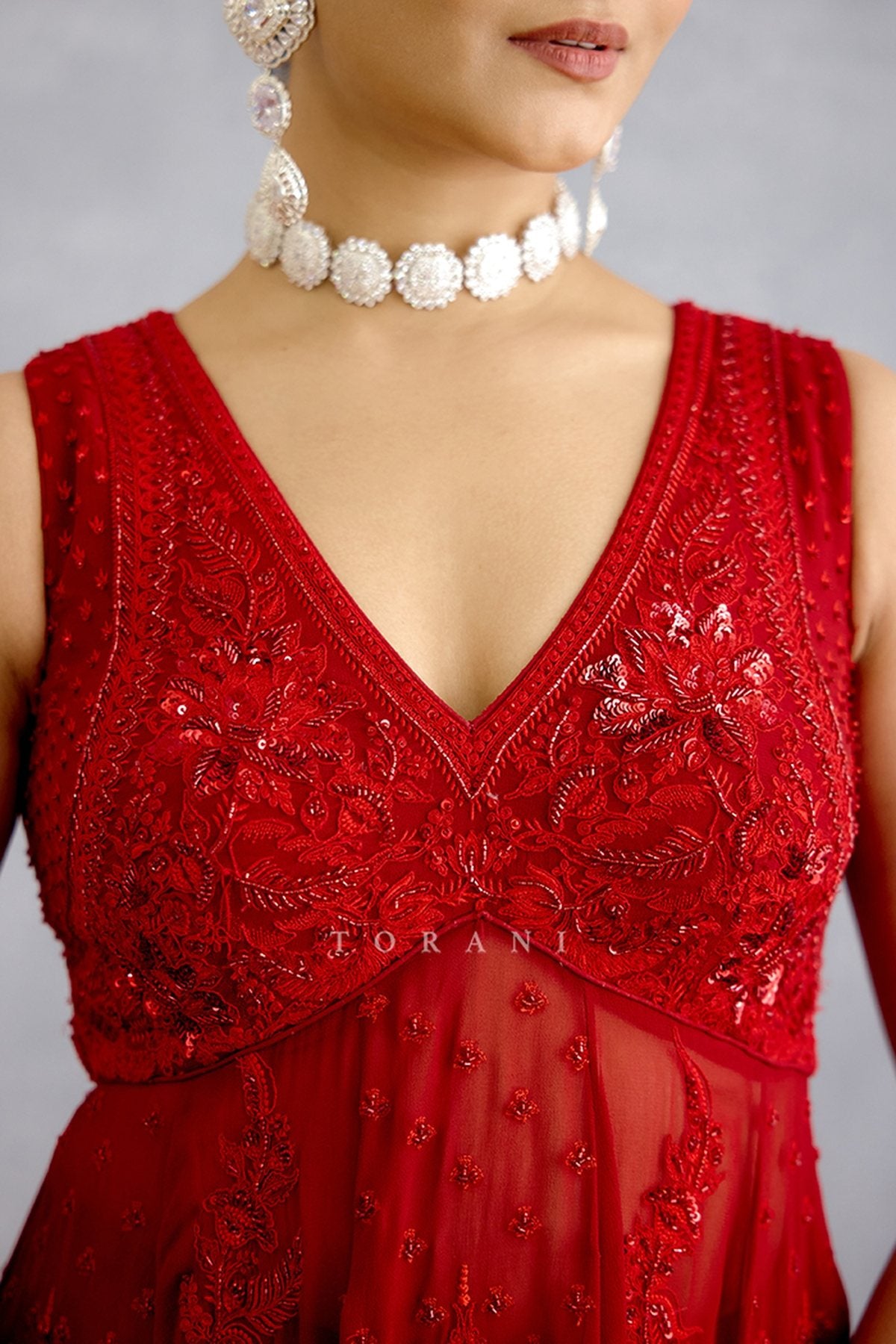 Surkh Bhanavi Sharara Set