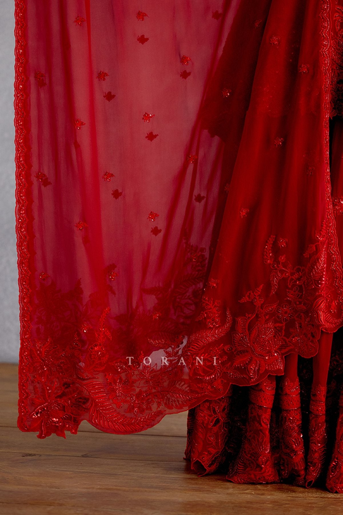 Surkh Bhanavi Sharara Set