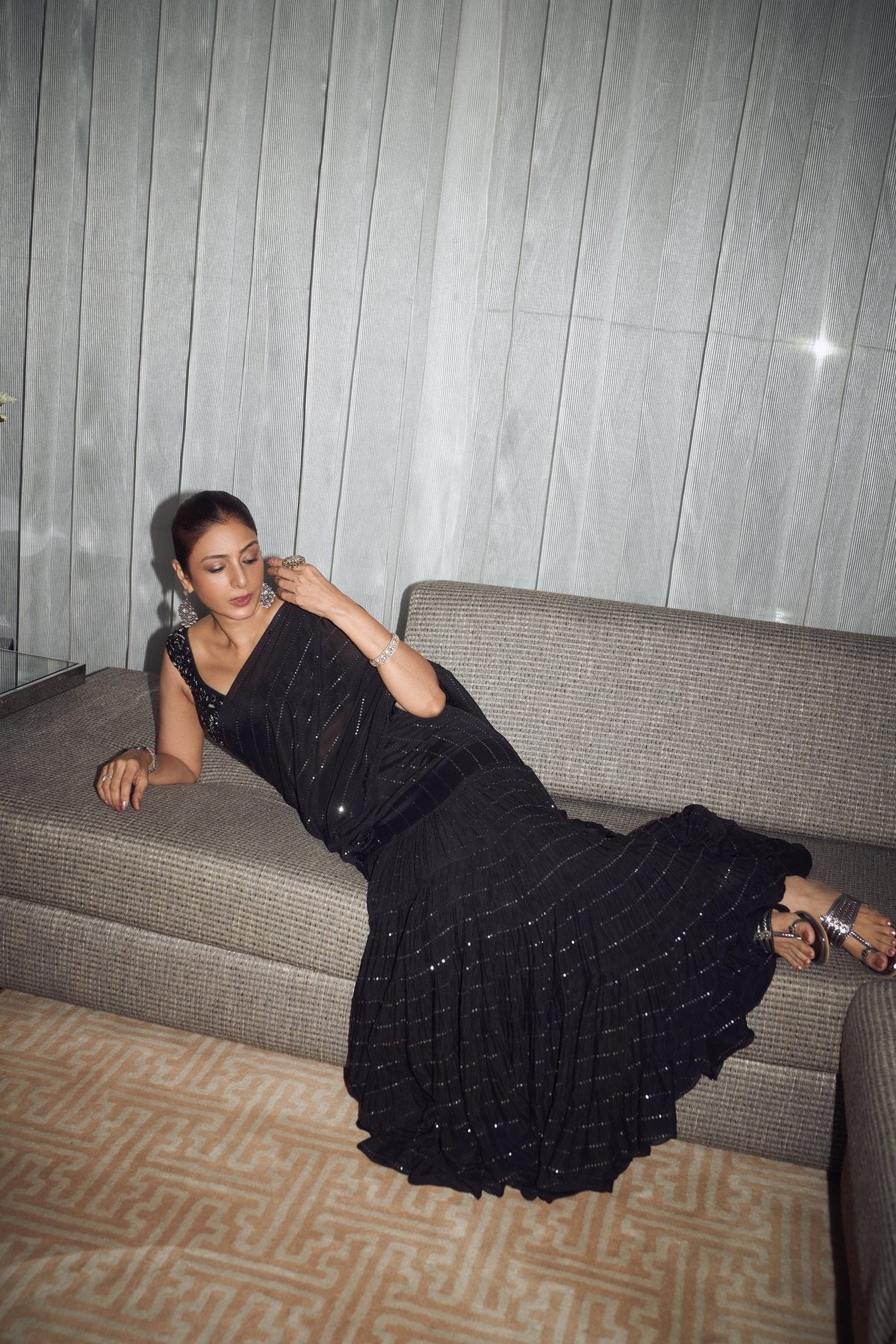 Tabu in Sky Pre Drape Saree