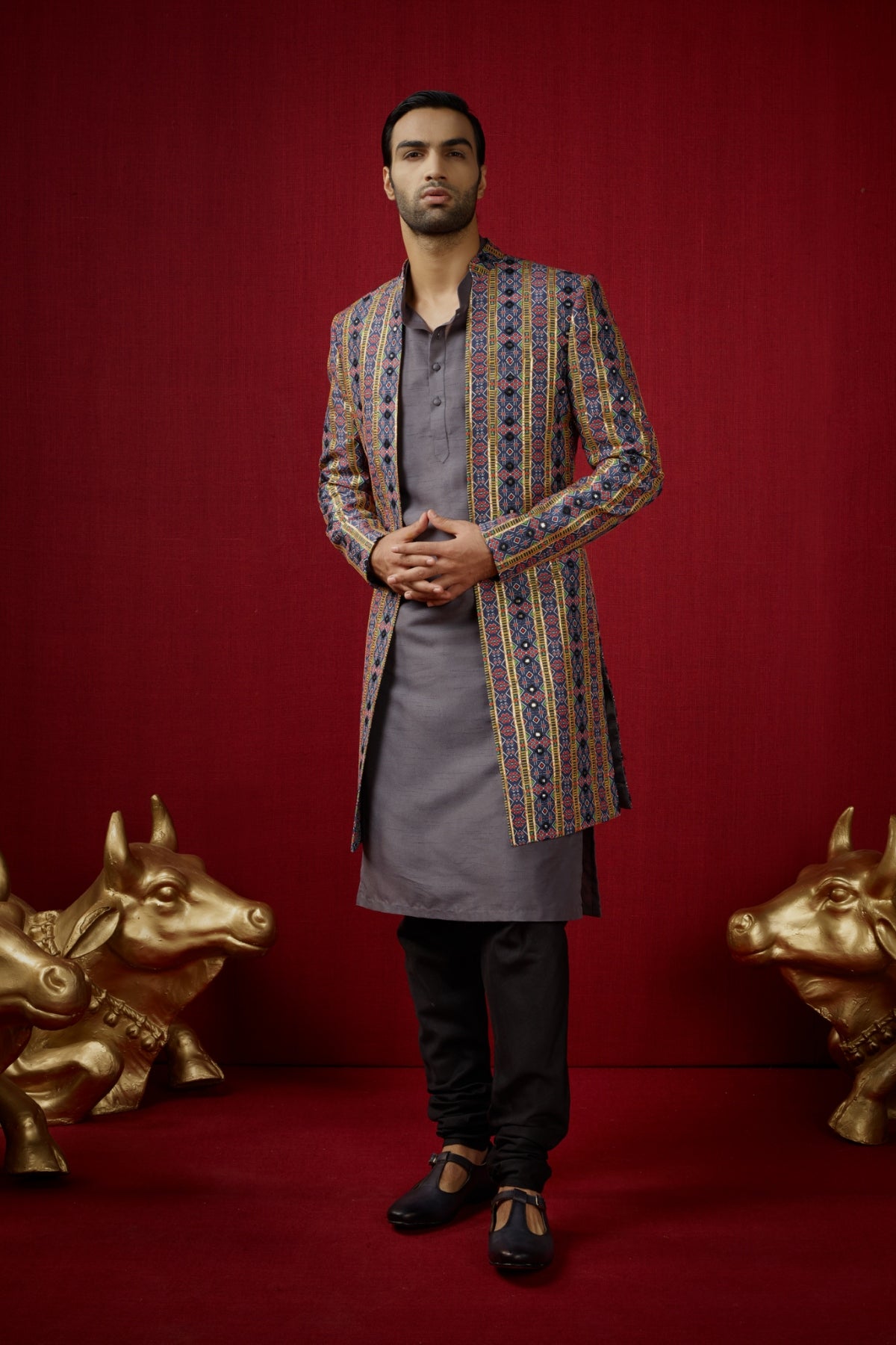 Tanasub Indo Western Jacket with Kurta & Churridar