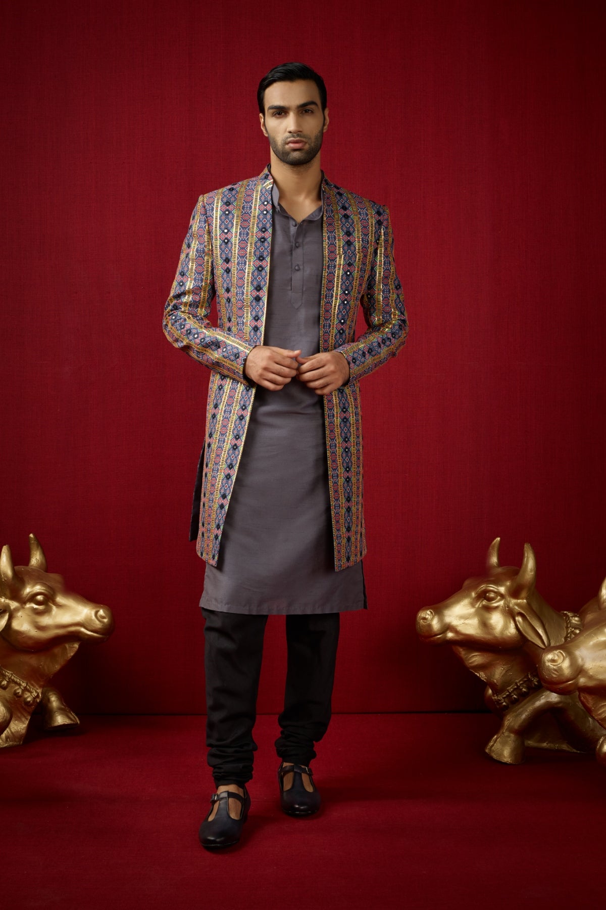 Tanasub Indo Western Jacket with Kurta & Churridar