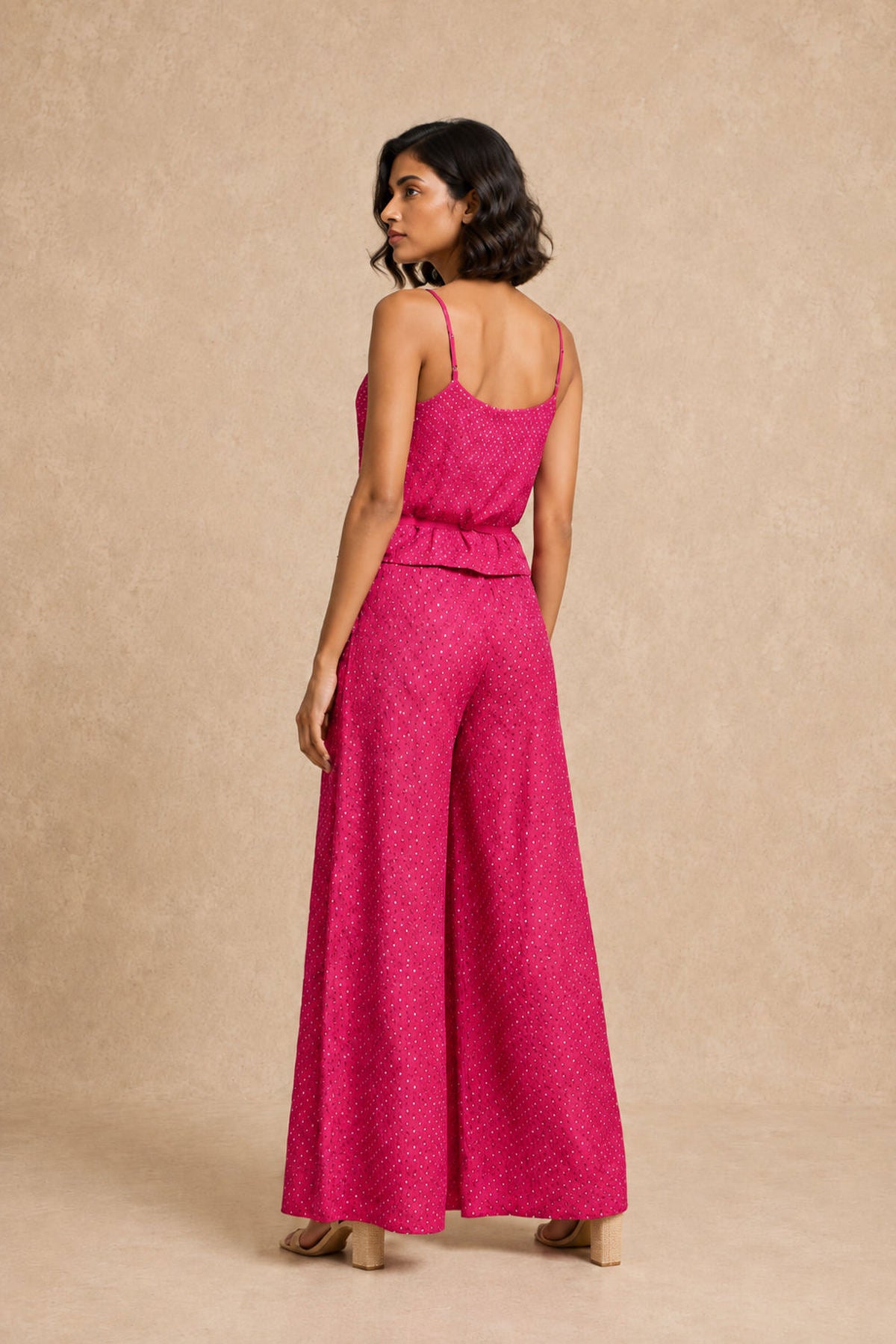 Crushed Bandhani Box Pleat Pants
