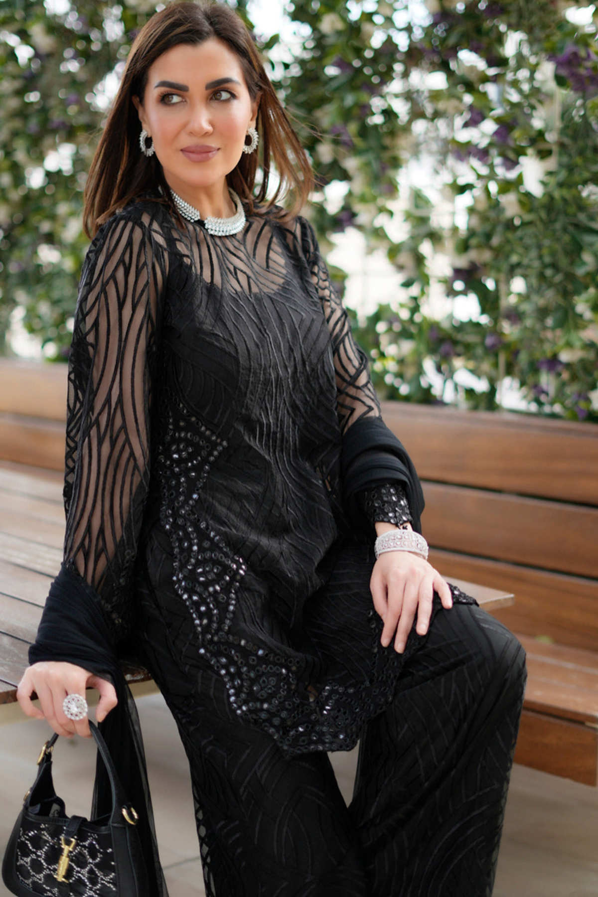 Applique Kurta With Flared Rounded Sleeves